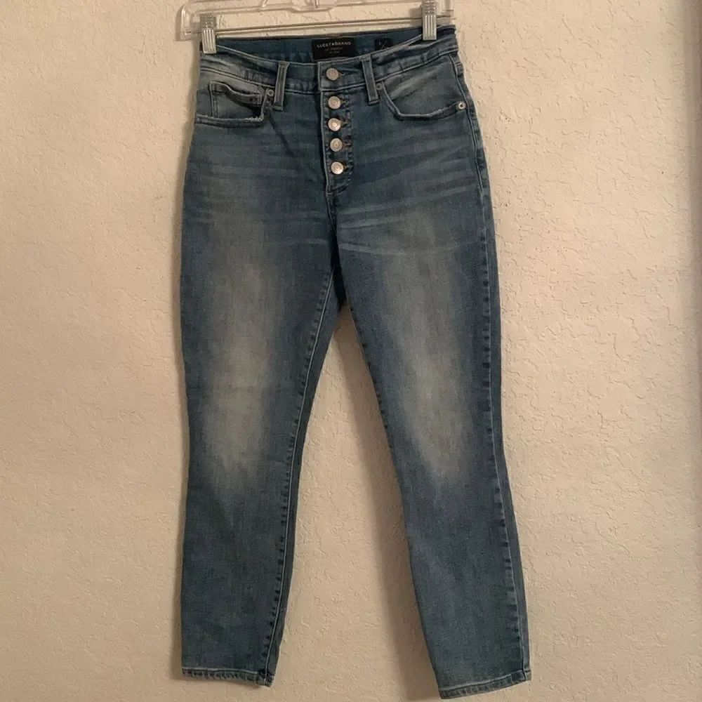 Lucky Brand High Rise Crop Bridgette Skinny Cotton Blend Medium Wash Size 2/26